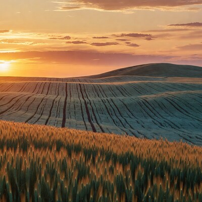 Golden Wheat Fields at Sunset