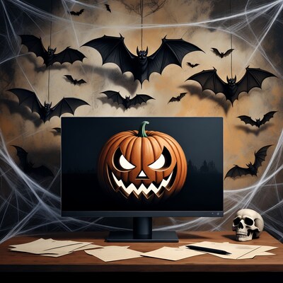 Halloween Jack-O-Lantern on Computer Desk