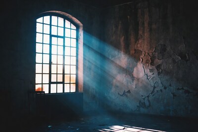 Sunlight Beams Through Abandoned Room Window