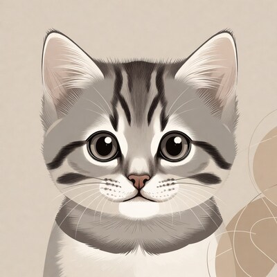 Cute tabby kitten illustration
