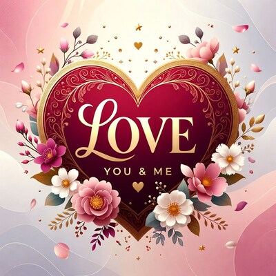 Love You and Me Heart Illustration