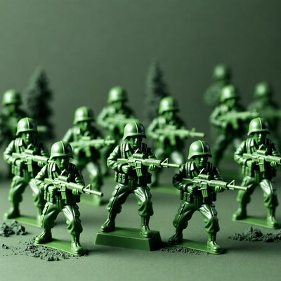 Green army men soldiers with rifles
