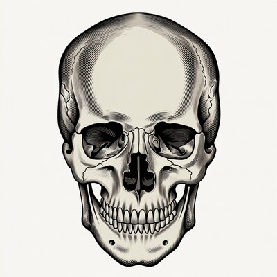 Detailed Human Skull Illustration