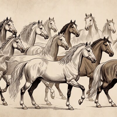 Herd of Horses Illustration