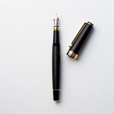 Black fountain pen with gold accents