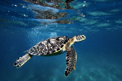 Hawksbill turtle swimming underwater