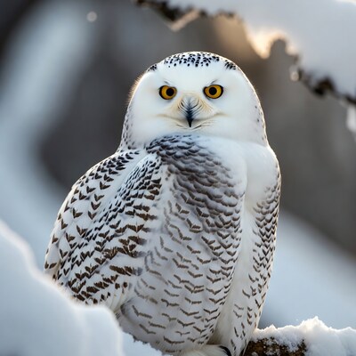 Snowy Owl Perched in Snow