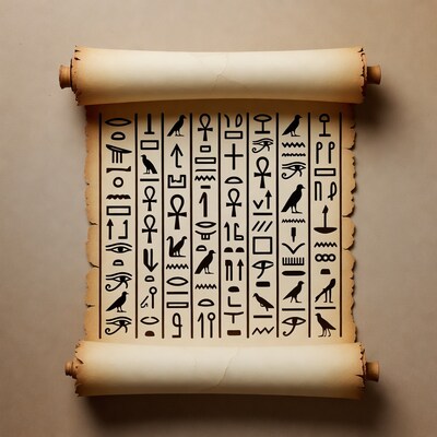 Ancient Egyptian Papyrus Scroll Unrolled