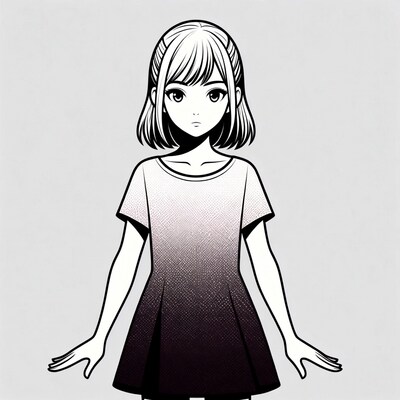 Anime girl in gradient dress