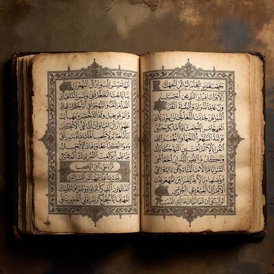 Open Antique Quran Book