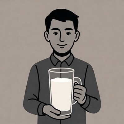 Man holding glass of milk