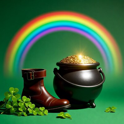 Leprechaun pot of gold with boot