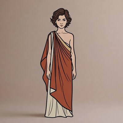 Girl in red toga illustration