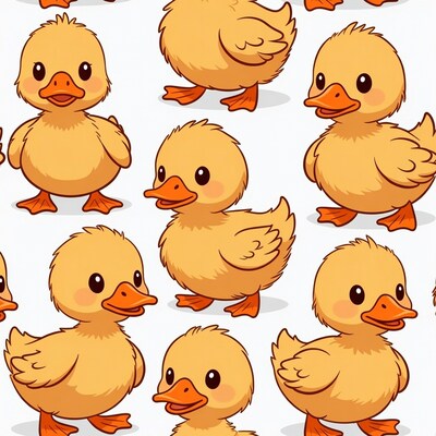 Cute yellow ducklings clipart pattern