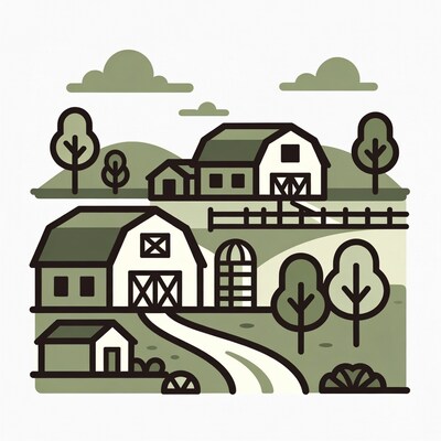 Green Line Art Farm Landscape