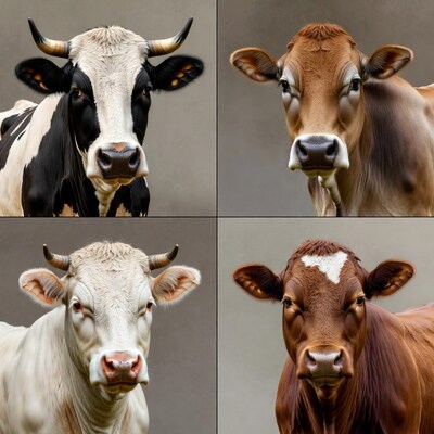 Four Cow Portraits Closeup