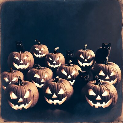 Black Cats on Jack-o-Lanterns