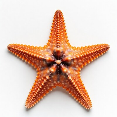 Orange starfish on white background