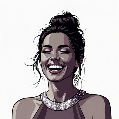 Woman laughing with messy bun