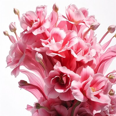 Pink Amaryllis Flowers on White Background