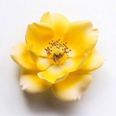 Yellow Rose Flower on White Background