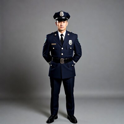 Asian male police officer in uniform