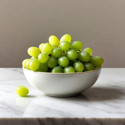 Green Grapes in White Bowl