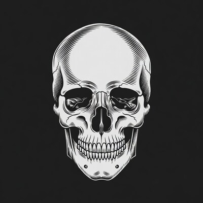 Skull illustration on black background