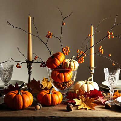 Autumn Thanksgiving Pumpkin Table Centerpiece