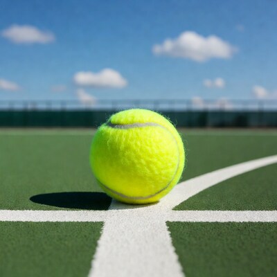 Tennis ball on court