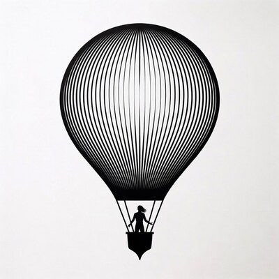 Woman in hot air balloon silhouette