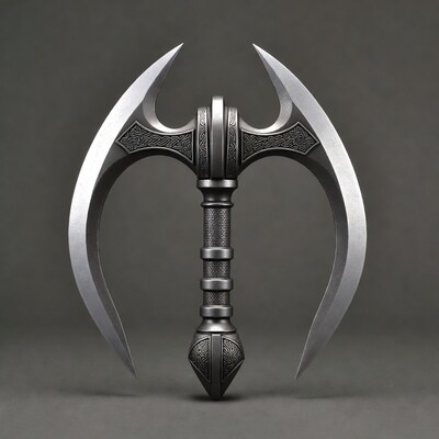 Ornate Double-Bladed Fantasy Axe