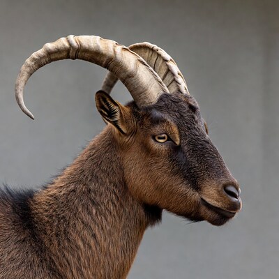 Ibex with large curved horns
