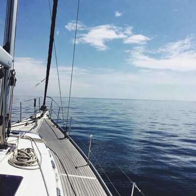 Sailboat deck on ocean