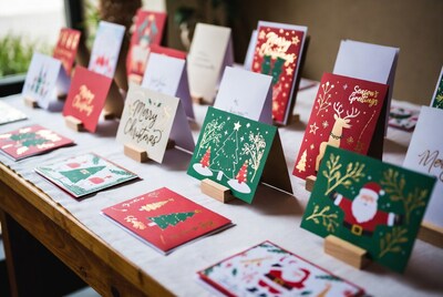 Assortment of Christmas Greeting Cards Display