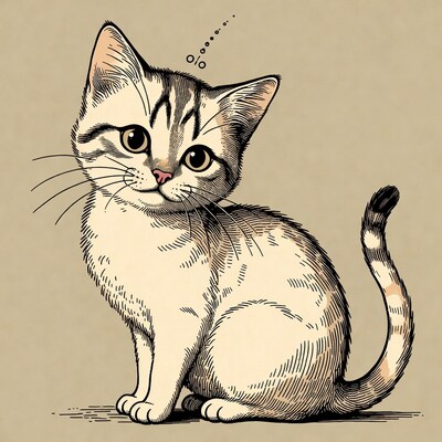 Cute tabby kitten illustration