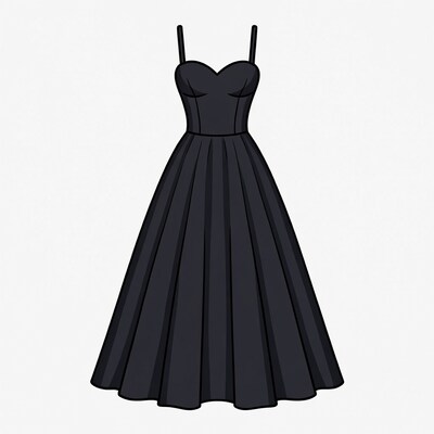 Black strapless ball gown illustration