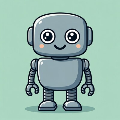 Cute gray robot illustration