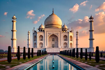 Taj Mahal at Sunset with Reflecting Pool