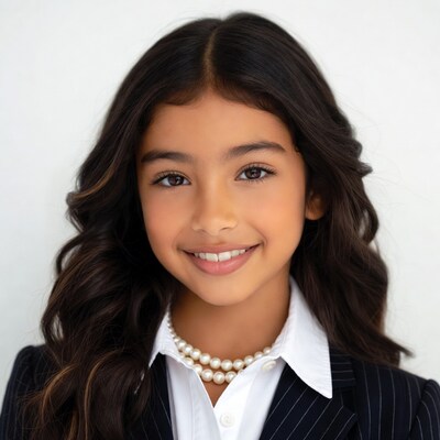 Smiling Asian girl in suit