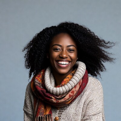 African-American woman smiling with scarf