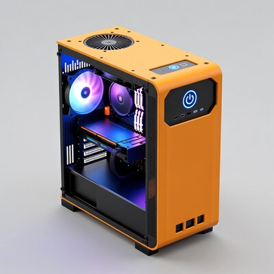 Orange PC gaming case with RGB fans