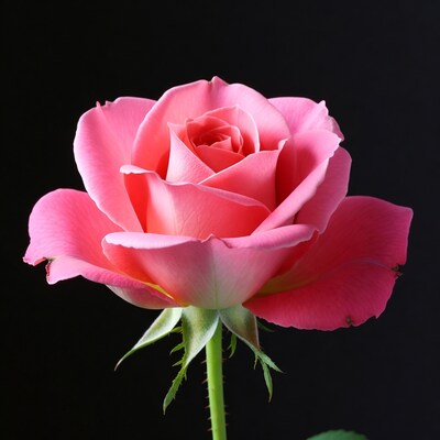 Pink Rose on Black Background