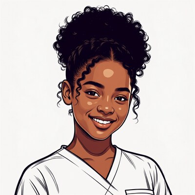 Smiling Black girl in nurse uniform