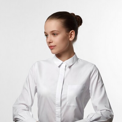 Young woman in white shirt profile view