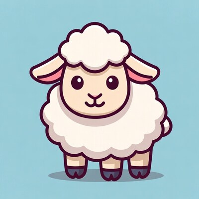 Cute cartoon sheep smiling