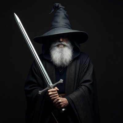 Wizard holding sword