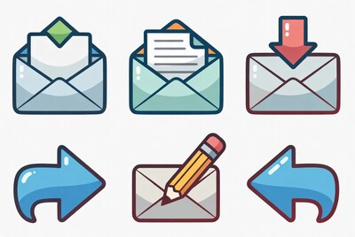 Email Icons Set Illustration