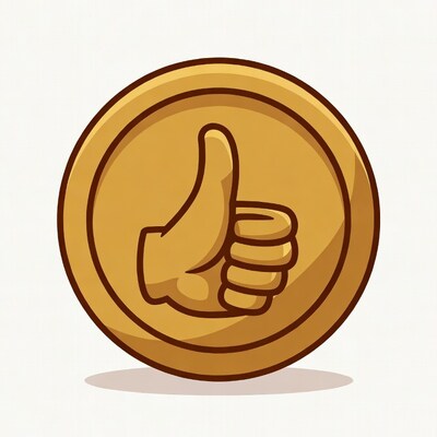 Golden thumbs up coin illustration