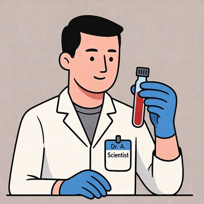 Asian scientist holding test tube